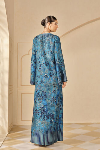 Avis Printed Silk Kaftan - Blue, Blue, image 2